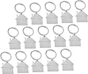 KOMBIUDA 15pcs House Shaped Keyring Decorative Key Ornament for Housewarming Keychain Pendant for Homeowners and Celebrations