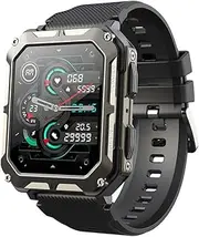 Flamaker C20 Pro Smart Watch for Men 1.83 Inch -Compatible Music Call Outdoor Sports Fitness Smartwatch Black Rubber Band