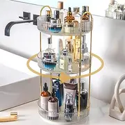 SYAMEET 3 Tier Rotating Makeup Organizer,360 Rotating High-Capacity Skincare Clear Make Up Storage,Bathroom Makeup Carousel Spinning Holder for Cosmetic, Skin Care,Perfume,Makeup Brushes, Lipsticks.