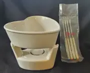 Chantal White Heart Fun Fondue Set with Forks, New in the Box