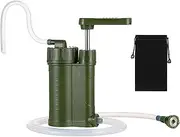 System Water Purifier Water Filter for Camping Hiking Emergency Fishing Army Green