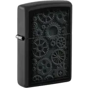 Zippo Lighter Matte Black Steampunk Design Metal Refillable and Windproof 48999