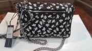 NWT Rebecca Minkoff Avery Crossbody Black &White Saffiano Leather Floral Pattern