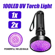 100 LED UV Flashlight Torch Light Lamp Ultraviolet Blacklight Aluminum 395 nM