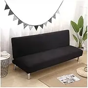 Armless Sofa Cover Futon Slipcover Microfiber Double 3 Seater Sofa Bed Cover Folding Printed Futon Furniture Protector Without Armrests (Color : #46, Size : 190-210cm/74.8-82.6in)