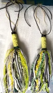 Tassels Pair Antique Vintage Asian Ornament Rare Celluloid 1930s Beautiful Green
