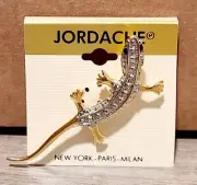 Vintage Jordache Jewelry Retro Lizard Gold & Silver Brooch Pin 3" Long. NEW