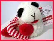 NEW CHRISTMAS CANDY CANE CUTIE PLUSH MULTIPET 10.5" LAMB CHOP DOG TOY W/SQUEAKER