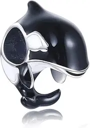 [Bolenvi] Orca Whale Dolphin Ocean Sea 925 Sterling Silver Charm Bead For Pandora & Similar Charm Bracelets or Necklaces, Silver, No Gemstone