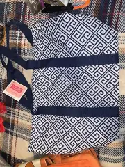 NWT Yankee Candle Geometric Pattern Tote Only Reusable Shopping Bag Navy White