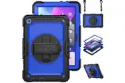 WASSUP Lenovo Tab M10 HD (3rd Gen) 10.1 inch 2022 Case with Screen Protector Hand Strap Stand & Shoulder Strap-Blue&Black