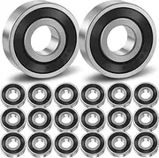 20Pcs Deep Groove Ball Bearing Set 6201-2RS 6202-2RS Bearing Steel Double Rubber Seal Bearing Low Noise Bearings Kit 12×32×10mm 15×35×11mm for Household Appliances Gears(6202-2RS,Silver Black)