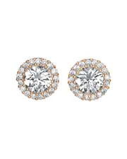 Genevive 14K Rose Gold Vermeil CZ Halo Studs