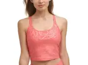 $49 Calvin Klein Women Strappy-Back CK Allover Sports Lined Bralette, Orange,2XL
