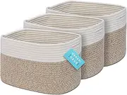 [OrganiHaus] Set of 3 Woven Baskets for Organizing, Cotton Rope Basket for Decor, Shoe Basket Organizers & Storage, Decorative Storage Baskets & Bins, Cute Storage Basket for Toys & Cloths, Brown