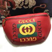 在飛比找蝦皮購物優惠-二手旗艦 GUCCI 530412 紅色 牛皮 綠紅綠 織帶