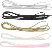 [ANDRESLAD] 5 Pack Flat Glitter Shoe Laces Design Shiny Decorative Shoelaces for Fashion Shoes