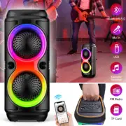 Portable Bluetooth Speaker w/ Dual Subwoofer Heavy Bass RGB Lights FM Radio USB