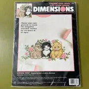 Kitten Trio waste canvas cross stitch kit Dimensions stitch on your own garment