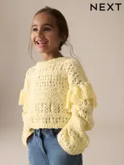 Lemon Yellow Tassle Knitted 100% Cotton Jumper (3-16yrs) (E25069) | $55 - $66