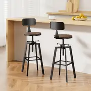 2x Vintage Bar Stools Retro Kitchen Bar Stool Industrial Chairs Rustic
