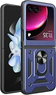 Compatible with Motorola Razr 40 Ultra 5G Case,Slide Lens Shockproof Case Compatible with Motorola razr+ / Razr 2023 / Razr 4 Case Ring Kickstand 2 in 1 Phone Case Cover LAN