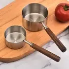 Wooden Handle Milk Pan Stainless Steel Spout Small Sauce Pan With Scale Oil Pot