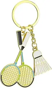 [Generic] Badminton Keychain - Creative Badminton Pendant Metal Keyring | Home Keys Pendant Keychain with Metal Badminton | Ball Sports Souvenirs Backpack Ornaments | Novelty Keychains for Camping Traveling