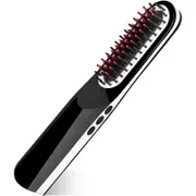 Beard Straightener Brush USB Wireless Charging Hair Comb Portable Mini Ceramic Charging Hair Straightener One-Step Hair Styler-Black