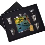 Ravens Full Moon Twilight Leather Flask Black Box Gift Set