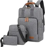 [Generic] Student Backpack Solid Color Three Computer Business Bag Shoulder Casual Matching Bag Briefcase Backpack