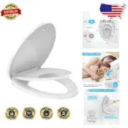 Durable Elongated Toilet Seat with Soft Close & Built-in Toddler Seat, 18.5"