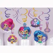 Shimmer and Shine Swirl Hanging Decorations Birthday Party Supplies 12 Piece NEW