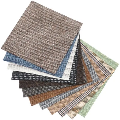 12 Pcs Wool Fabric by The Yard 9 x 9 Inches Wool Remnants Offcuts Multi Color...