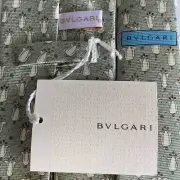 BVLGARI Tie 07625017 Green Floral Design Sette Pieguet With Tag New F/S