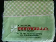 NOS Vintage Green and White Flat Sheet by Cannon