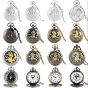 Mens Steampunk Quartz Fullmetal Alchemist Pocket Watch Necklace Pendant Chain