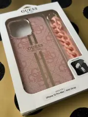 Phone Case iPhone 15 Pro Max Guess Cover Apple Pink Drop Protection Hard Strap