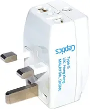 Ceptics 3 Outlet Travel Adapter Plug Type G for UK, Hong Kong