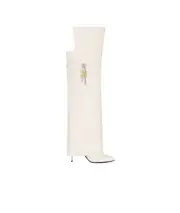 Shark Lock Stiletto over-the-knee boots in nappa 35,37,38.5,38,39,40,41 ivory