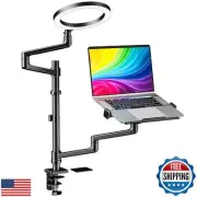 WALI Laptop Desk Mount, Laptop Stand for Desk with 10" LED Ring Light 3 Color
