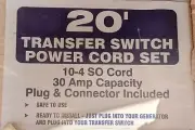 20' Transfer Switch Power Cord Set 10-4 SO Cord 30 AMP- Generator+ Plug and...
