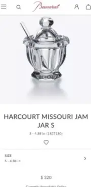 BACCARAT Harcourt Missouri Jam Jar w/ Spoon Original Purchaser BNIB Unopened Box