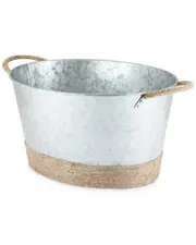 Twine Seaside Jute Rope Wrapped Galvanized Tub