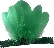 [Ｓｉｍｈｏａ] Feather Headband Sequins Feather Headpiece for Stage Show Halloween Festival