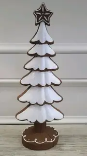 Gingerbread Brown Christmas Tree with Snow and Star NEW