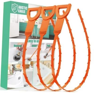 Drain Snake Hair Drain Clog Remover - 3 Pack Shower Snake Sink Unclogger Tool