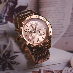 【NIXON】玫瑰金系 三眼計時手錶 不鏽鋼錶帶 男錶 母親節(A037-897-00)