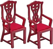 TOYANDONA Miniature Wooden Furniture Set 1:12 Scale Dollhouse Accessories Vintage Decorative Chair Red