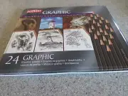 24 piece DERWENT Graphic graphite artist pencils, new in tin